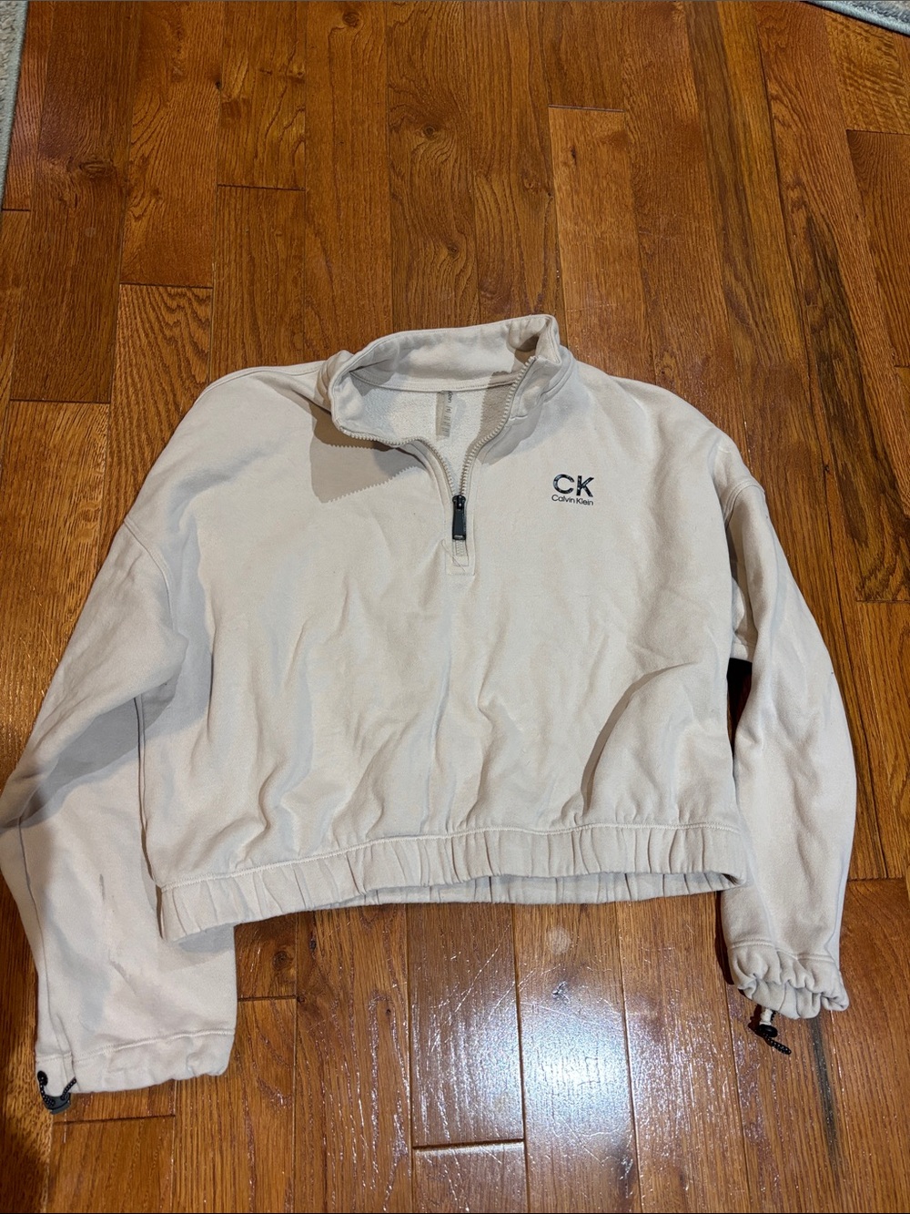 Calvin Klein Kids Light Cream Quarter-Zip Puffer Pullover